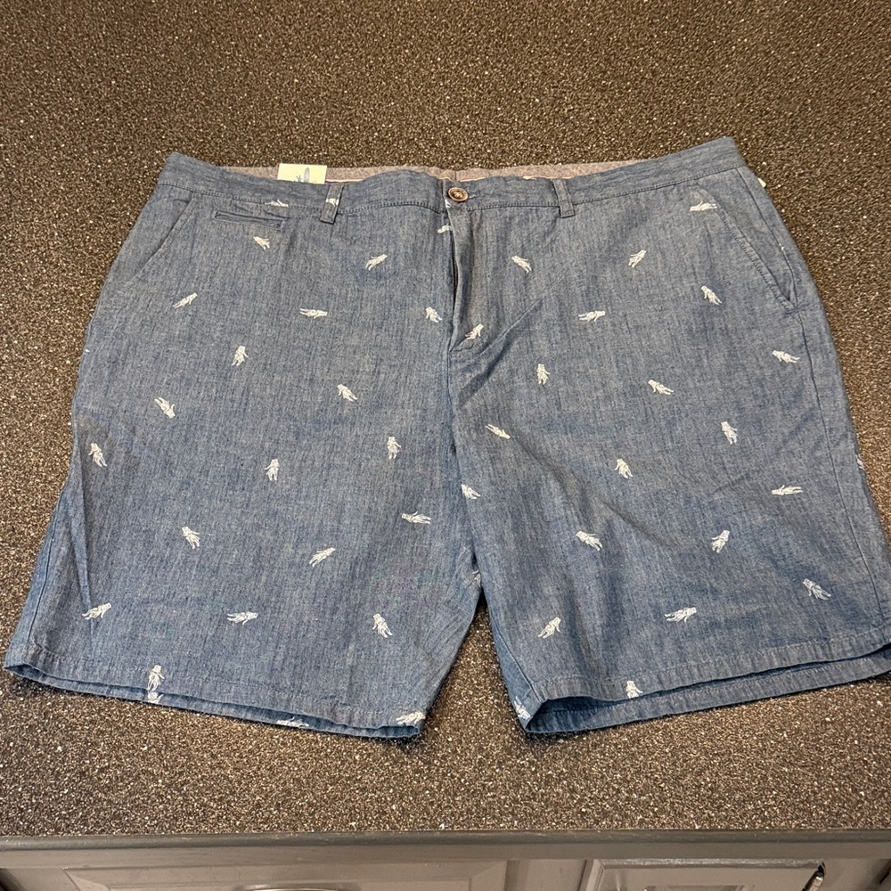 NWT johnnie-O Blue Shorts with White Hula Girl Pattern - size 40